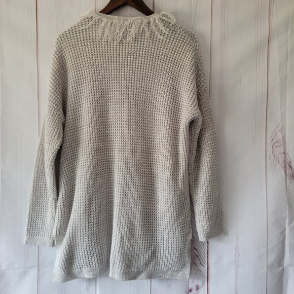 Maurices Open Front Knit Cardigan Sweater w/ Fringe Detail, Women’s S, Gray - Picture 5 of 9